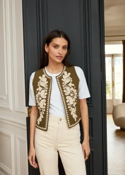 Cheap Motus Boutique Veste Saphia KakiEcru-GiletSaphia