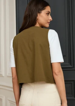 Cheap Motus Boutique Veste Saphia KakiEcru-GiletSaphia